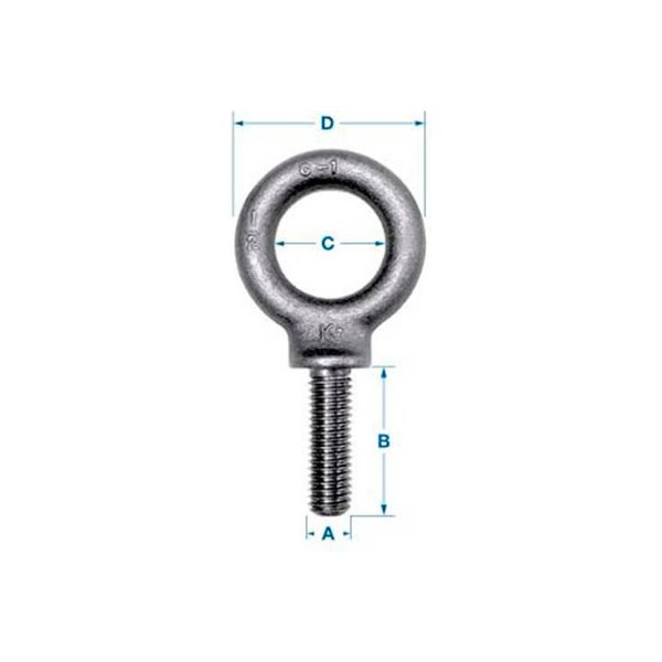 Eye Bolt With Shoulder, 3/8"-24, 1-1/4 in Shank, 1 in ID, Carbon Steel